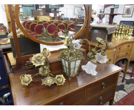 3 brass light fittings