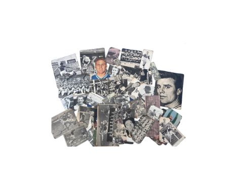 Large Sport collection of vintage signed newspaper photos/cutouts. Signatures such as Peter Bonetti, Sid Bishop, Bobby Mason,