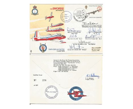 Swords Air Display team cover flown and signed by seven team members. C J Thompson, J M A Parker, M A Fox, J D Aldington, R D