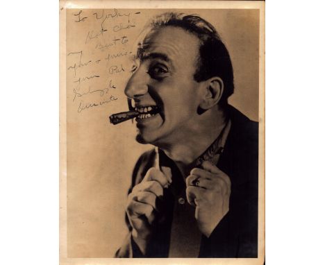 Jimmy Durante signed 10x8 inch vintage sepia photo. Dedicated. Good condition. All autographs come with a Certificate of Auth