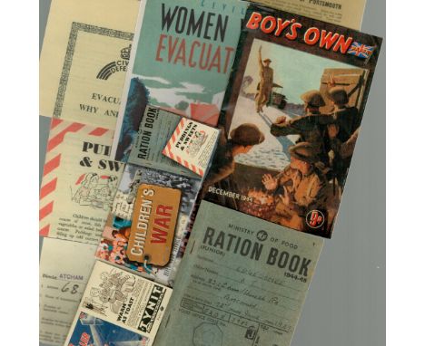 Military WW2 British Public Collection. Reproduction Ration Book and associated material for Children as issued during WW2 In