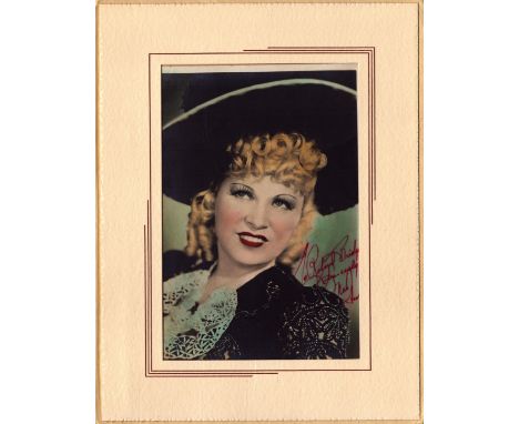 Mae West signed vintage photo in cardboard frame 9.5x7.5 inch in size overall. Dedicated. Good condition. All autographs come