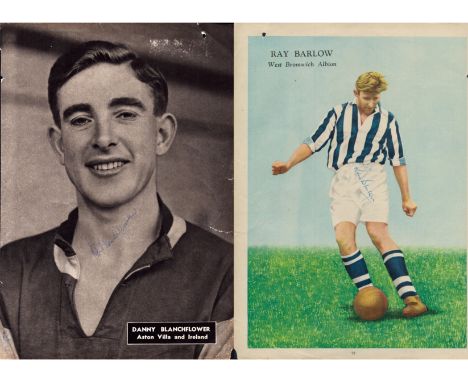 Danny Blanchflower signed 11x7 inch vintage magazine page with Roy Barlow signed photo on reverse. Good condition. All autogr