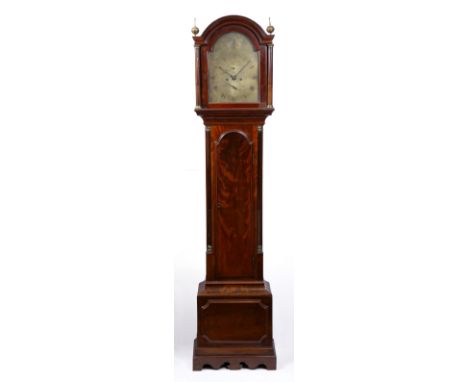 AN EARLY 19TH CENTURY MAHOGANY EIGHT DAY LONGCASE CLOCK the 12" arched brass Roman dial signed Danl. Saunders, Knightsbridge,