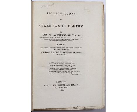 CONYBEARE, John Josias, 1779-1824. Rawlinson, Professor of Anglo- Saxon Poetry, 1808-1812. And Oxford Professor of Poetry 181