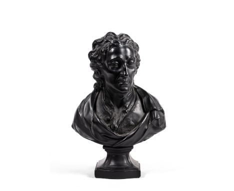 AFTER JOHN MICHAEL RYSBRACK (1694-1770) A PAINTED PLASTER PORTRAIT BUST OF JOHN LOCKE, in the manner of John Cheere, 44cm hig