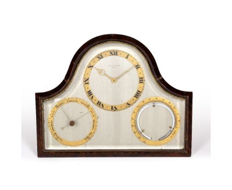 AN EARLY 20TH CENTURY DESK TOP WEATHER STATION, silvered dial inscribed Sir John Bennett Ltd., London. gilt Roman chapter rin