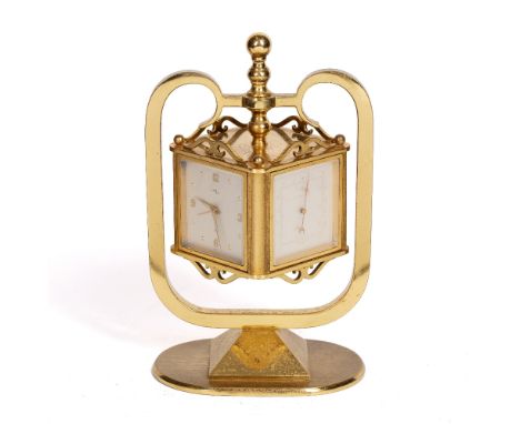A MID 20TH CENTURY SWISS IMHOF PENDANT COMPENDIUM/WEATHER STATION the gilt brass cube form case containing an eight day timep