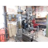 LOADING FEE $90: IKeda radial arm-drill model RMS-9, 3 foot arm, 16" removable table