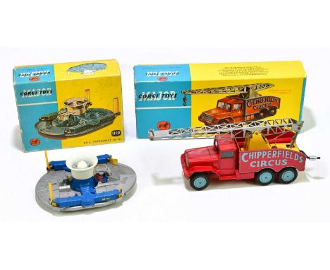 CORGI MAJOR; two boxes models 1121 Chipperfield's circus crane truck and 1119 H.D.L Hovercraft SR-NL (2)