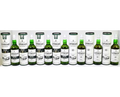 WHISKY; four bottles of Laphroaig Islay Single Malt whisky, aged 10 years, 40%, 700ml, together with three further Laphroaig 