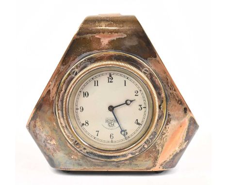 SMITHS; an electroplated cased mantel clock, the dial set with Arabic numerals, height 16cm.