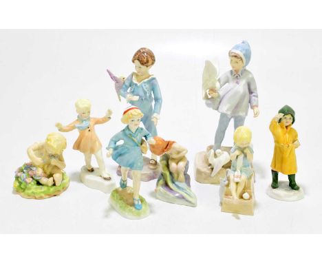 ROYAL WORCESTER; eight various figures, including 'Mischief', 'Fantails' 3760, etc (8)Condition Report: All are in good condi
