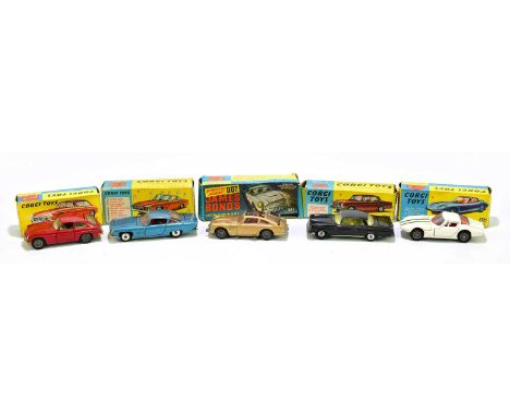 CORGI; five boxed model vehicles comprising 230 Mercedes-Benz 220 SE Couple, 327 MGB GT, 241 Ghia L64 with Chrysler engine, 3