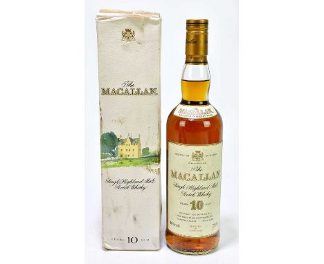 WHISKY; a single bottle The Macallan Single Highland Malt Scotch whisky, 10 years old, 40, 70cl, boxed.Condition Report: The 