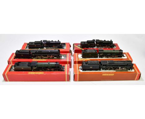 HORNBY; four boxed OO gauge locomotives and tenders to include ‘Huddersfield Town’, a 2-6-0 Ivatt class II, BR2-10-0-9F class