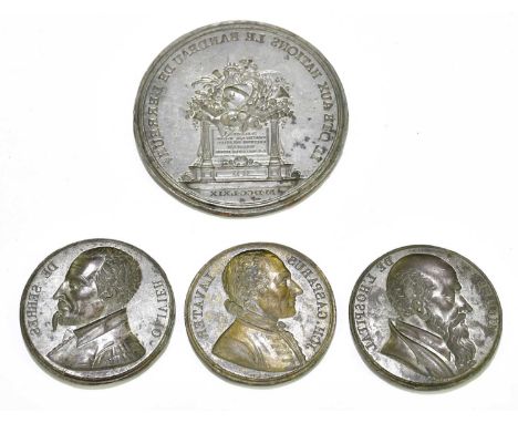 Four dies for medallions, the first being the reverse for the 1769 Voltaire medal (this particular die is noted having been d