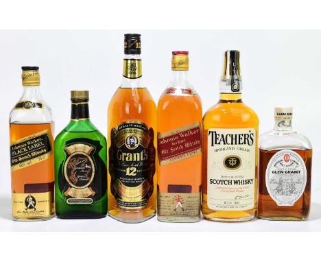 WHISKY; six bottles of mixed whisky to include a single bottle of Johnnie Walker Black Label Extra Special Blended Scotch whi