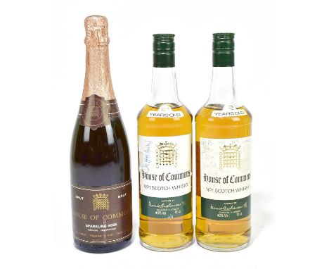 WHISKY; two bottles of House of Commons No.1 12 year old Scotch whisky, together with a House of Commons sparkling rose (3).