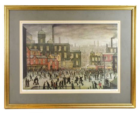 † LAURENCE STEPHEN LOWRY RBA RA (1887-1976); a signed limited edition print, 'Our Town', signed lower right, 651/850, 63 x 45