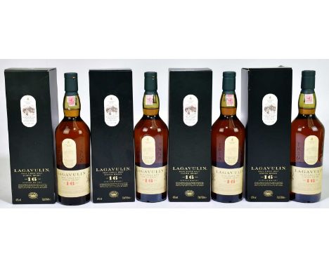 WHISKY; four bottles of Lagavulin Islay Single Malt Scotch whisky, aged 16 years, 43%, 700ml (4).