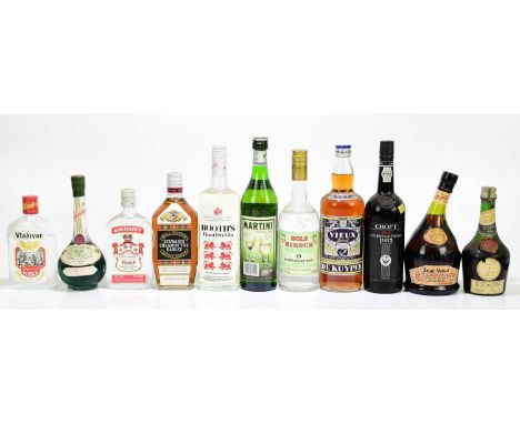 MIXED SPIRITS; ten bottles of mixed spirits to include a single bottle of Martini Vermouth Dry, Stewarts Cream of the Barley 