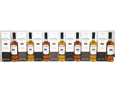 WHISKY; three bottles of Bowmore Islay Single Malt Scotch whisky No.1, 70%, 700ml, together with four bottles of Bowmore Isla