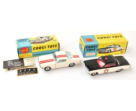 CORGI; two boxed model vehicles 237 Oldsmobile Sheriff Car and 325 Ford Mustang Competition model, Fast Back 2+2 (2).