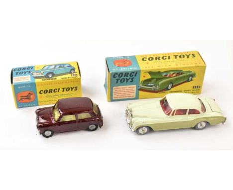 CORGI; two boxed model vehicles comprising 224 Bentley Continental Sports Saloon and 226 Morris Mini-Minor (2).