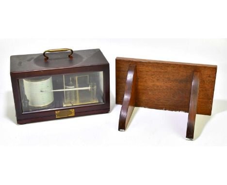 A cased barograph with applied presentation plaque, also a Victorian barometer (lacking thermometer) (2)