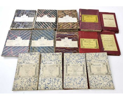 A collection of eighteen late 19th century folding linen backed town maps, to include Glastonbury, Wells, Atherstone, Fishgua