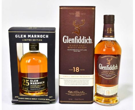 WHISKY; a single bottle of Glen Marnoch Speyside Single Malt Scotch whisky, aged 25 years, 40%, 700ml, together with a single