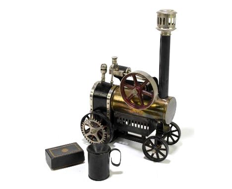 A scratch built model engine, with chain and accessories, height 25cm.