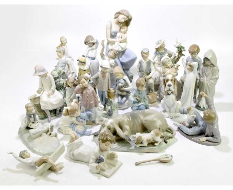 NAO; a group of twenty-five various figures (3 af)Condition Report: See-saw badly damaged, boy seated beside a puppy has dama