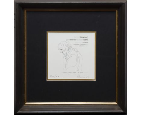 * PETER HOWSON OBE, JOHN LENNON EXHIBITION SERIES, X/XX pen on paper, signed, dated '07, and inscribed 'XV/XX' 18.5cm x 18.5c