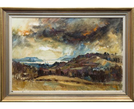 * JAMES WATT RGI, STORM CLOUDS, LARGSoil on canvas, signed43cm x 78cmFramed and under glassLabel verso: T & R Annan and Sons,