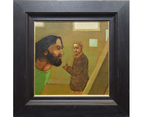 * DONALD MACLEOD, PETER HOWSON AND JOHN LENNONoil on board, signed with initials 47cm x 47cm Framed and under glass 