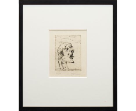 * JOHN BELLANY CBE RA HRSA (SCOTTISH 1942 - 2013),SELF-PORTRAIT OF THE ARTIST AS AN ANGRY YOUNG MANetching, signed and number