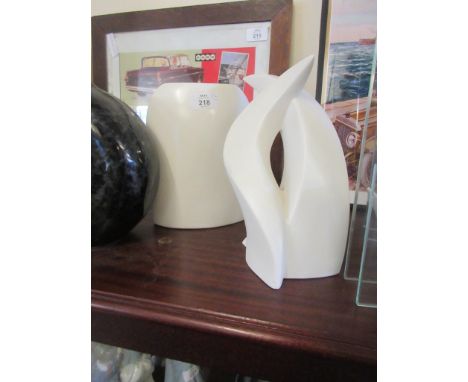 TWO VICTORIA CERAMIC WHITE MODERNISTIC SCULPTURES