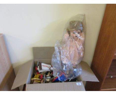 BOX OF VARIOUS VINTAGE DOLLS ETC