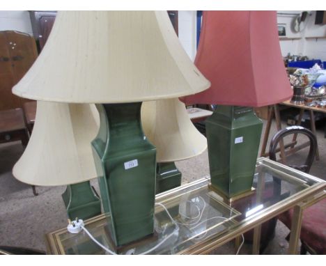 PAIR OF CERAMIC TABLE LAMP STANDS, EACH APPROX 50CM