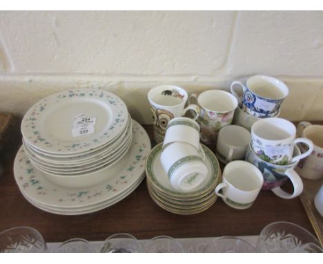 SELECTION OF MIXED HOUSEHOLD CERAMICS INCLUDING ROYAL DOULTON RONDELAY CUPS AND SAUCERS ETC