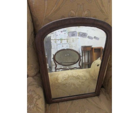 VINTAGE ARCH SHAPED WOODEN FRAMED MIRROR, WIDTH APPROX 38CM