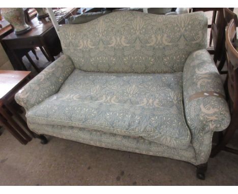 LOW BACKED UPHOLSTERED SOFA, PROBABLY 19TH CENTURY FRAME, APPROX 160CM