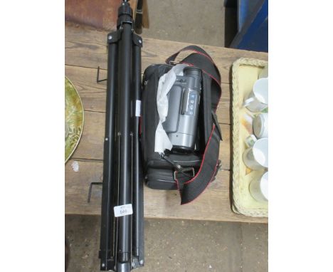 SANYO VIDEO CAMCORDER, ACTION CAM PS12 IN CARRYING CASE TOGETHER WITH TRIPOD