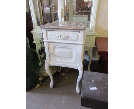 VINTAGE STYLE MARBLE TOP SIDE UNIT/BEDSIDE CABINET, 80CM HIGH