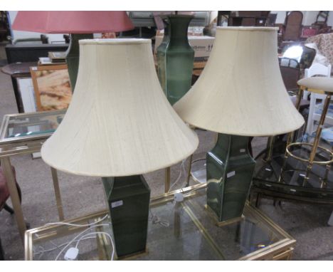 PAIR OF CERAMIC TABLE LAMP BASES, EACH HEIGHT APPROX 50CM