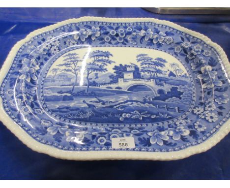 LARGE SPODE BLUE AND WHITE DISH, 50CM DIAM