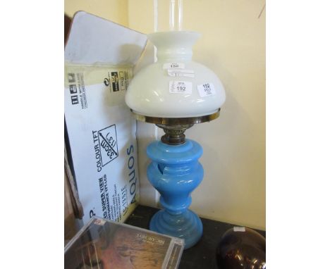 GLASS OIL LAMP, HEIGHT INCLUDING CHIMNEY 56CM