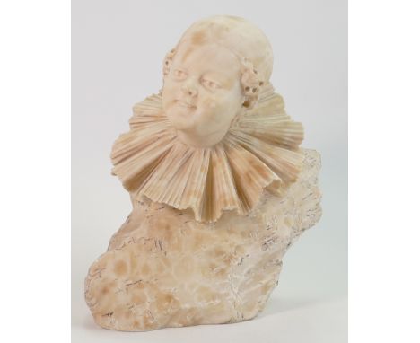 Art Deco statuary marble bust of Pierrete girl: height 30cm.